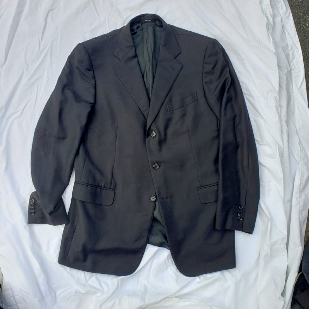 ERMENEGILDO ZEGNA Oversized High Performance Blazer Mens Wool  Jacket Black 52R